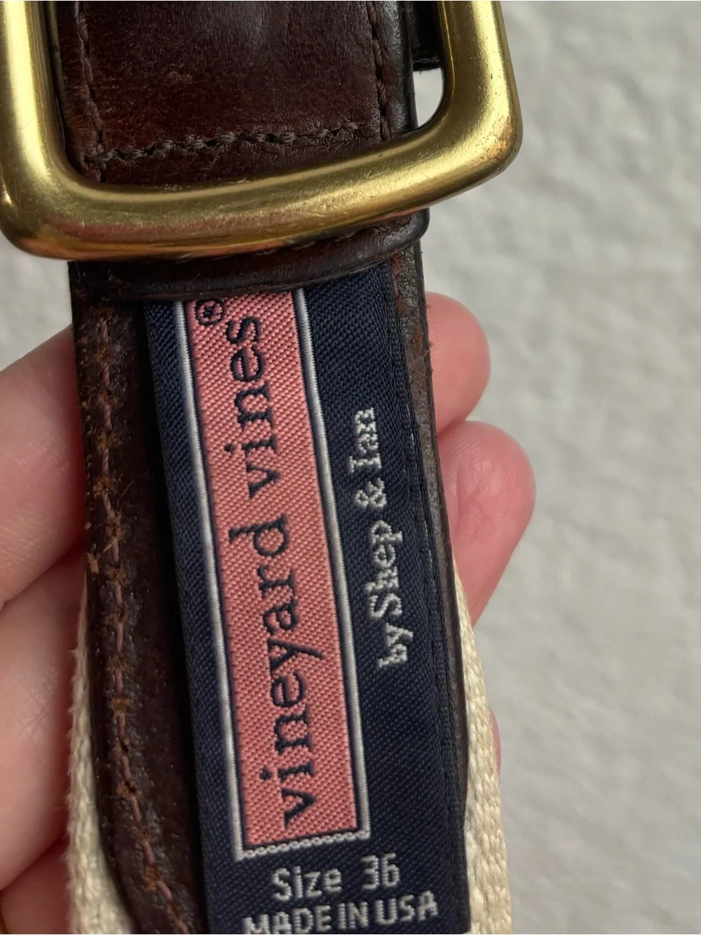 Vineyard Vines Belt Mens 36 Duke Blue Devils Canvas Leather Blue Collegiate